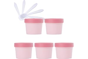 TIANZD 5 Pièces Pot Cosmétique en Plastique Rose de 100 ml avec Couvercle, Bol de Masque Pots de crème de vides contenant 100 g Pour des Produits Cosmétiques Boue de Masque avec Spatules