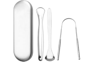Fezf 3-teiliges Set Zungenreiniger aus Edelstahl, Tongue Scraper,Zungenschaber für Erwachsene, heilt schlechten Atem