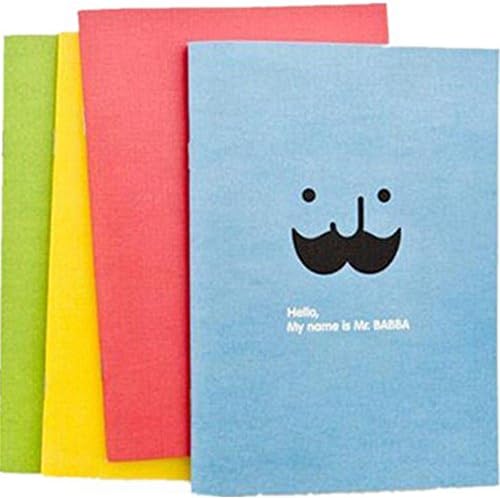 Frimateland Pack of 4 Pcs Cute Candy Color Moustache Print Portable Record Book Writing Journal Travel Diary Notebook Gift for Students Children
