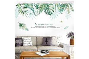 GUANGMU Adhesivos de pared Planta Tropicales Hojas Verde Removable Tropical Tree Leaves Plants Waterproof DIY Art Decor Pegatinas para Salón,Dormitorio,Oficina,Frigorífico,Pared de Fondo de Tv Etc (Planta 2)