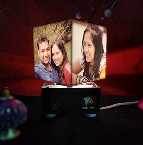 ZOCI VOCI Nostalgia Acrylic Mini Personalized Rotating Photo Lamp , 6 x 4 x 4-inch, White