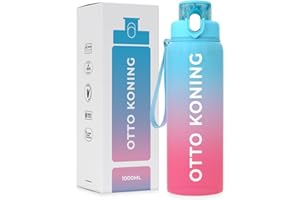 Otto Koning Bouteille d'eau, 1L Bouteille d'eau de Sport-Matière Tritan, sans BPA et Non Toxique, Gourde à avec Brosse de Nettoyage, étanche, idéale pour Le Gymnase et Les Sports de Plein air