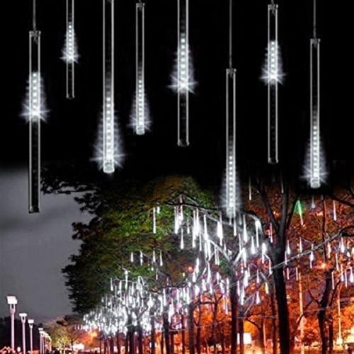 Maelu 50cm 8 Tubes 240 LED Meteor Shower Light Waterproof Falling Rain Light for Christmas New Year Party Decoration Tree UK Plug (30cm, White)