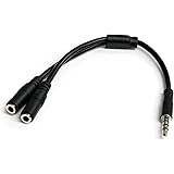 StarTech.com Headset Adapter, Microphone and Headphone Splitter - 3.5mm Male Aux to 3.5mm Female Audio & Mic Combo Jack Y Cab