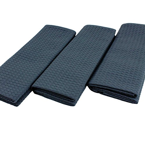 Geschirrtücher Set 6 Stück aus 100% Baumwolle Waffel-Pique in Uni Anthrazit Dunkelgrau. 50×70 cm. Schöne Design Küchenhandtücher. Waschbar, trocknergeeignet und strapazierfähig. 4-seitig gesäumt. Trockentuch mit sehr guter Wasseraufnahmefähigkeit. - 3