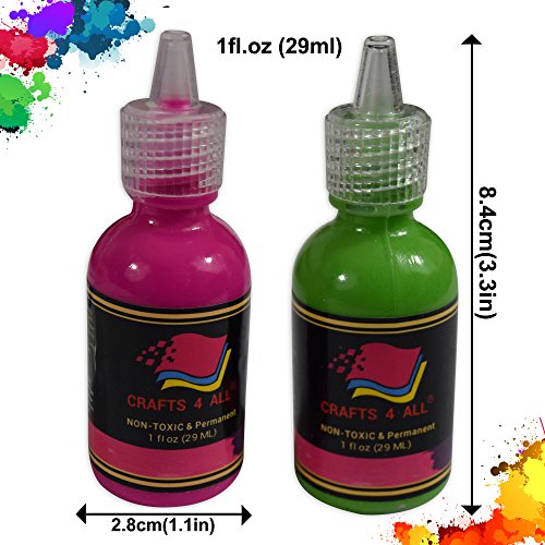 Fabric Paint 24 Farben Premium Qualität 3D permanente lebendige Farbe Textilfarben Farbstoff für Stoff, Leinwand, Holz, Keramik, Glas von Crafts 4 ALL - 6