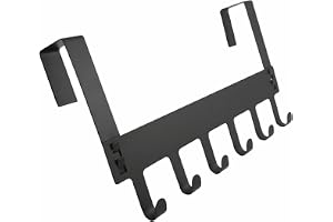Over Door Hanger with 6 Hooks|Drill-Free Hanging Rack Organizer (Black) | No Drilling Required, Easy Installation, Strong & Durable, Ready to Use, Space-Saving Organiser