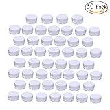 niceEshop(TM) 50 Pieces Travel Cosmetic Sample Containers 5 Gram Plastic Pot Jars (Clear,Round)