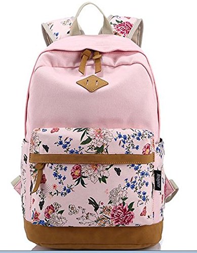 Preisvergleich Produktbild COUSIN CANAL Damen Mädchen Neu Fashion Streifen Leinwand Rucksack Schulrucksack Reisetasche lässig Daypacks Cityrucksack für Universität Outdoor Freizeit Rucksäcke pink …
