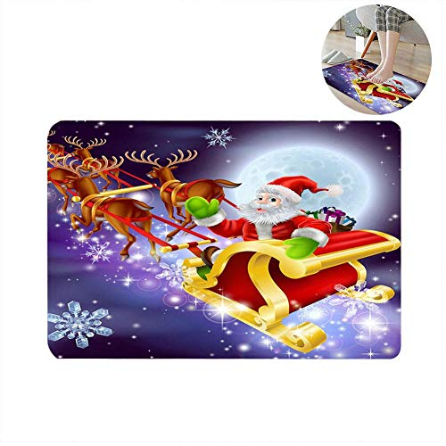 Preisvergleich Produktbild Diuspeed 2018 Neue Weihnachtsabsorption Fußmatte, Weihnachtsmann Rode Deer Printed Flanell Wasseraufnahme Fußmatte