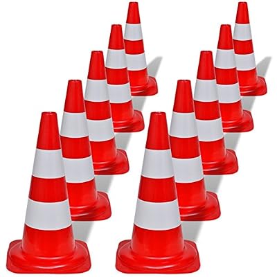 vidaXL Ensemble de 10 Cônes de signalisation réfléchissants Rouge et Blanc 50 cm