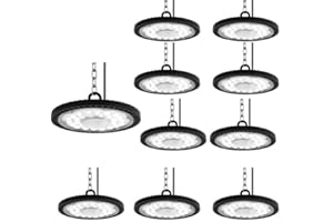 treoir UFO High Bay Lumière 200W, 20000LM Ultra-Mince Spot High Bay Lumière Blanc Froid 6500K Projecteur LED Industriel, Étanche IP65 UFO LED Spot Intérieur pour Usine Atelier Garage (10pcs)