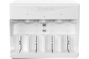 VARTA Universal Charger para 2/4 Pilas Recargables AA, AAA, C, D y 1 9V NiMH, Incl. Cable USB Tipo C