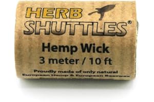 Herb Shuttles Hemp Wick 3 metros, 3 m, mecha de cáñamo y cera de abeja, repuesto perfecto y natural para encender silbatos, bongs, velas, mecha de cáñamo orgánica fabricada en Europa
