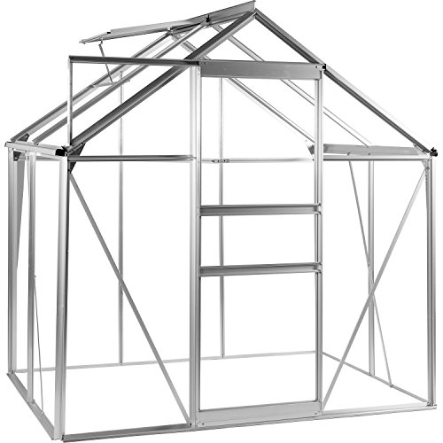 PLANTASIA Alu Gewächshaus mit Fenster, 6 mm Hohlkammerplatten, Größe: 3,94 m³, Aufbauvideo, Gartenhaus, Treibhaus - 3