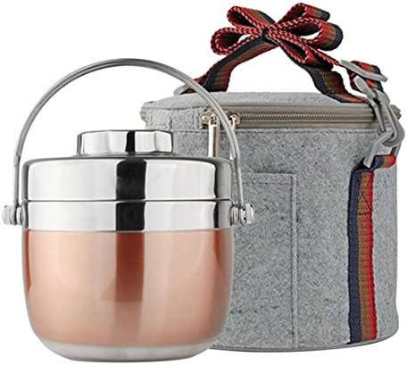 Zhaoke Portable Heat Preservation Barrel Stainless Steel Insulation Lunch Box with Thermal Bag Rose gold