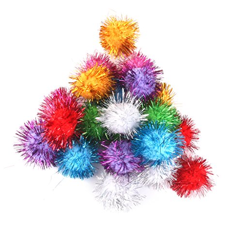 3.5cm Glitzy Tinsel Pompoms Bälle mit Catnip Katzenspielzeug Spritz - 8