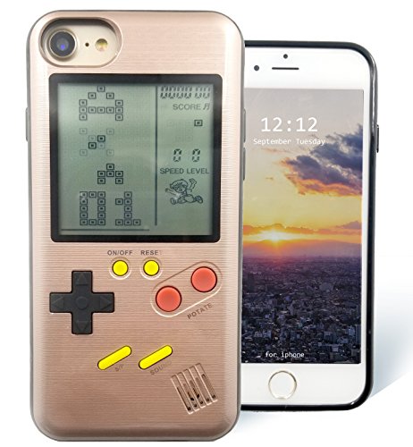 F-FISH Gameboy Funda para iPhone 6 / 6s / 7/8 Plus [Versión Mejorada] Funda ABS + TPU para Juego clásico [Gameboy] [Tetris] (Phone 6/7/8 Plus, Oro Rosa)
