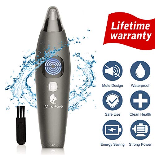MiroPure Waterproof Nose and Ear Hair Trimmer for Men & Women, with LCD Screen Showing Battery Capacity, 1-button Lock and 5-minute Auto-Shutoff, Wet/Dry Use