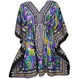 Indiatrendzs Women Short Kaftans Printed Viscose Evening Wear Cover Up Kimono Dress