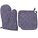 Produktbild 100% Baumwolle Everyday Kitchen Basic hitzebeständig Ofenhandschuh und Topflappen Set Grau