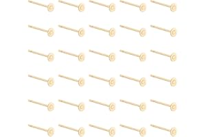 Craftdady 100pcs Stainless Steel Earrings Posts Flat Pad 3mm Blank Stud Earrings Back for Jewelry Making, Golden