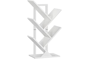 HOOBRO Libreria a Forma di Albero, Scaffale ad Albero, Portaoggetti a 4 Ripiani, Mobile da Studio, per Libri, CD, Stabile e Resistente, in Soggiorno, Ufficio, Camera da Letto, Bianco EWT04SJ01G1