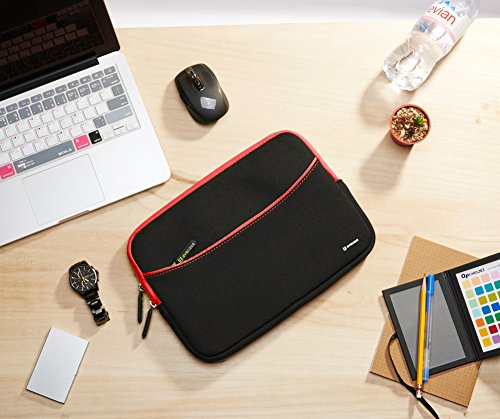 Laptophülle, Evecase Universal 15.6 Zoll Neopren Laptop Schutzhülle mit vorderseitigem Zubehörfach für Laptops Notebook Ultrabook Macbook – Schwarz / Rot - 5