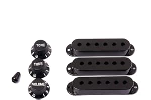 Alnicov Cover per pickup, 48/50/52 mm, con cappuccio per interruttore a levetta a 5 vie, ricambio per chitarra Stratocaster, colore: nero