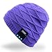 Produktbild Rotibox Winter-Waschbar Bluetooth Musik-Beanie Luxus weiche warme Skully Wollmütze Kappe mit Wireless-Kopfhörer Ohrhörer Mikrofon für die Freihändige Sport Fitness Jogging Skifahren -lila