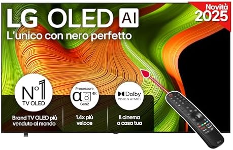 LG OLED AI B5 TV 83 pollici, Smart TV 4K, Processore α8 Gen2, webOS con AI, Dolby Vision e Atmos, Gaming con VRR, GSYNC e FreeSync 4K@120Hz, 4 HDMI 2.1, Alexa, OLED83B56LA 2025