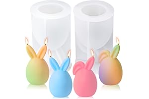 Tefelan 2 Moldes de Silicona, 3D Forma de Conejo Molde de Silicona Molde de Jabón, Molde de Fundición para Hacer Velas, Velas Jabón Resina Adornos y Decoración para la Fiesta del Conejito de Pascua
