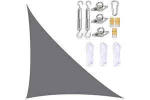 DDLL Shade Sail Right Angle, 3m x 4m x 5m Sun Sail Shade with Hardware Kits, 3 Ropes, Waterproof, UV Block, Garden Sail Canopy for Outdoor Patio Backyard Hot Tub,grey