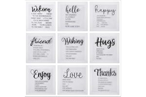 WooYangFun Joyful Home 9pcs/set Welcome Hello Happy Sentiments Rubber Clear Stamp for Card Making Decoration and Scrapbooking