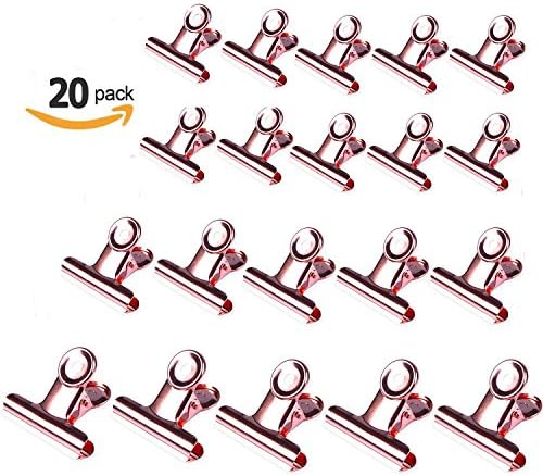 BUWANT Metal Binder Paper Clips Rose Gold Clamps with Retainer Pin – for Cork Boards, Bulletin Boards and Cubicle Walls