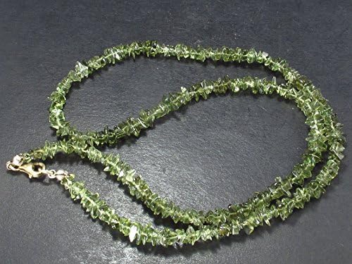 Gem Moldavite Necklace Beads W/ Sterling Silver Clasp From Czech Republic - 47cm - 59 Carats