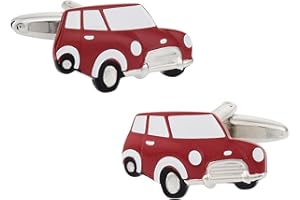 Gemelolandia | - Gemelos de coche mini (rojo), color rojo y plata Gemelos Originales Para Camisas | Para Hombres y Niños | Regalos Para Bodas, Comuniones, Bautizos y Otros Eventos