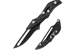 POKTWORLD Mini Coltello Pieghevole,Mini Coltello,Acciaio inossidabile 7CR17 di Coltello Soccorso Portatile di Sopravvivenza per Caccia,Campeggio attività all'Aperto Multiuso (Nero)