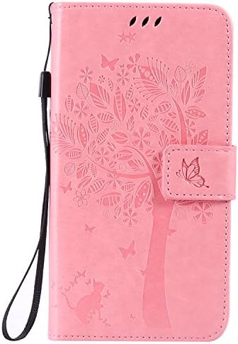 LG G4 Case Leather [Pink], Cozy Hut [Wallet Case] Premium Soft PU Leather Notebook Wallet Embossed Flower Tree Design Case with [Kickstand] Stand Function Card Holder and ID Slot Slim Flip Protective Skin Cover for LG G4 / H818 5,5 - Pink