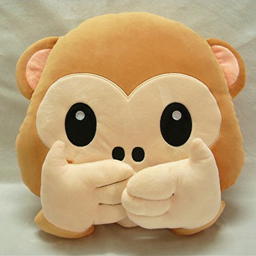 LI&HI Affe Emoji Lachen Emoticon Kissen Polster Dekokissen Stuhlkissen Sitzkissen Rund(Wuzui) - 3