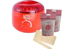 Cris nails - calentador de cera eléctrico love crazy para depilación profesional 500ml, incluido 2 bolsa de ceras en forma de frijoles y 10 espátulas pequeñas de madera.