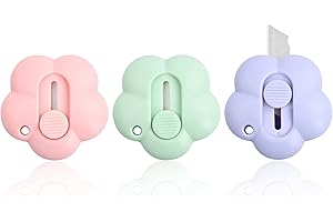 Focenat Brieföffner, Effizient Kuvertöffner mit Einziehbares Scharfen Kanten, Mini Kunststoff Tasche Messer Schreibwaren, Tragbares Cuttermesser zum Verpacken Post Papier Schneiden (3)