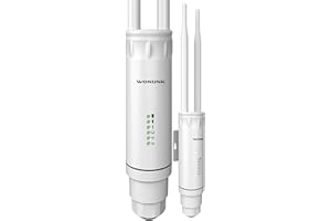 WONLINK Point d'accès WiFi 1200Mbps Amplificateur WiFi Extérieur avec Port Ethernet, Double Bande 5G & 2.4GHz Borne WiFi Extérieur IP66 avec Antennes à Haut Gain, Support POE, Installation Facile