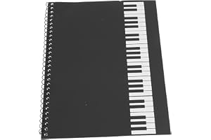 Ausla 50 sidor Notationsbok, musikbok för notering av musikstycken för låtskrivare och amatörer, Noter A4-musikinstrumenttillbehör (svart pianomönster)