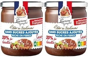 Lucien Georgelin-Lot de 2 pots Pâte à tartiner sans sucre ajouté 20% noisette et chocolat 400g - Nutriscore A