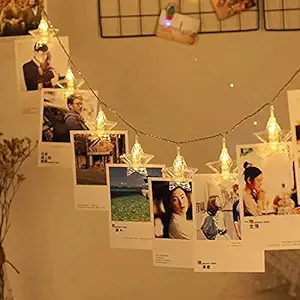 Party Propz 10 LED Star Photo Clip Fairy Lights - 4 FT Long - Home Decoration Valentine Gifts Girlfriend Boyfriend Birthday Anniversary Party Event
