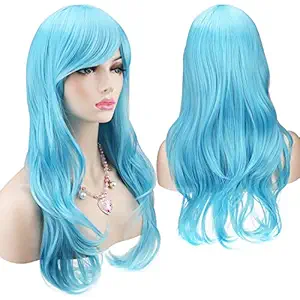 AKStore Women?��s Heat Resistant 28-Inch 70cm Long Curly Hair Wig with Wig Cap, Light Blue
