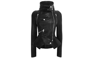 ROTAKUMA Manteaux En Simili Cuir Femmes Veste De Moto Noir Vêtements De Dessus Vêtements De Dessus Faux Cuir Puce Veste