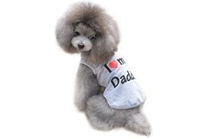 Ducomi Pets Love - Camiseta de Algodón para Perros y Gatos de Verano para Perros Pequeños y Medianos y Cachorros - Ropa de Camiseta Chihuahua, Caniche y Razas Toy (S, Daddy Grey)