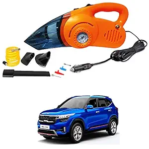 Oshotto 100W Heavy Duty Car Vacuum Cleaner Cum 120W Heavy Duty OSHO-102/O Air Compressor/Tyre Inflator (2 in 1) Compatible with KIA Seltos (Orange)